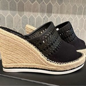 TOMS Black Monica Mule Wedges Size 8